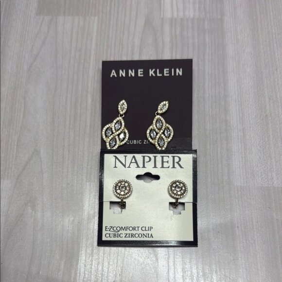 Anne Klein & Napier Bundle Gold and Silver Geometric Drop Earrings - Picture 5 of 5